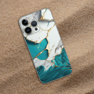 Wrapie Sea Green Resin Pattern Mobile Skin