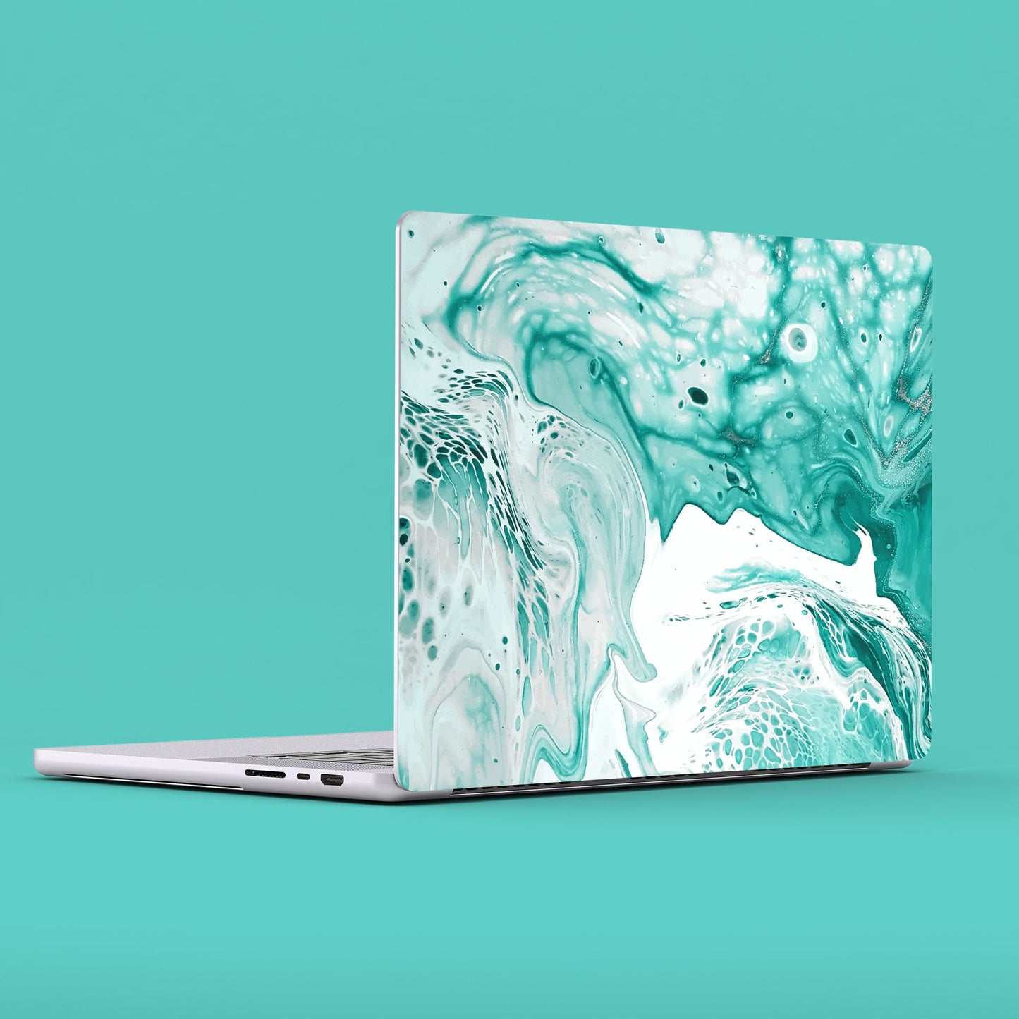 Wrapie Green Glossy Marble Pattern Laptop Skin