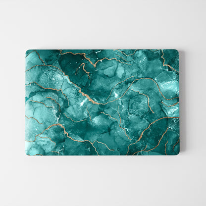 Wrapie Green Emerald Golden Lines Marble Laptop Skin