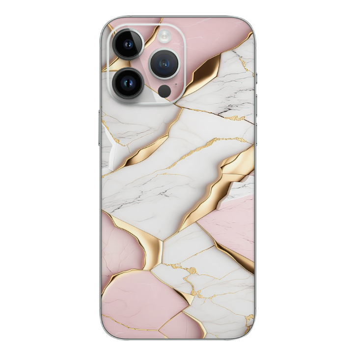 Wrapie Golden Pink Marble Pattern Mobile Skin