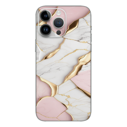 Wrapie Golden Pink Marble Pattern Mobile Skin