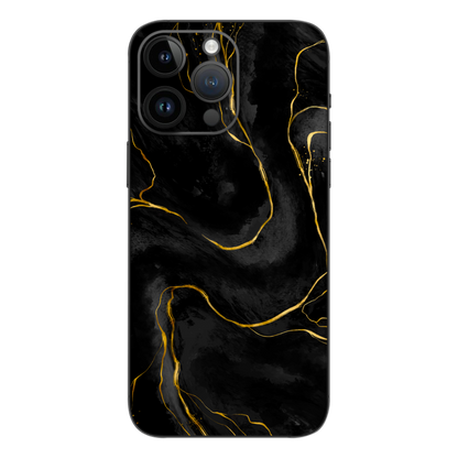 Wrapie Black Marble Printed Mobile Skin