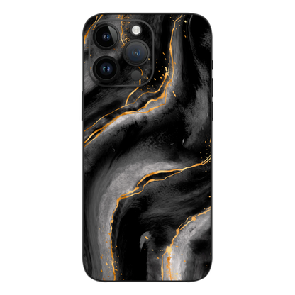 Wrapie Golden Black Marble Mobile Skin